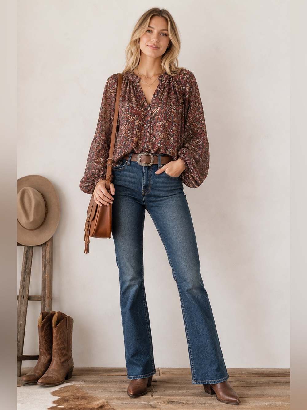 Kourt Black & Maroon Floral Peasant Blouse small